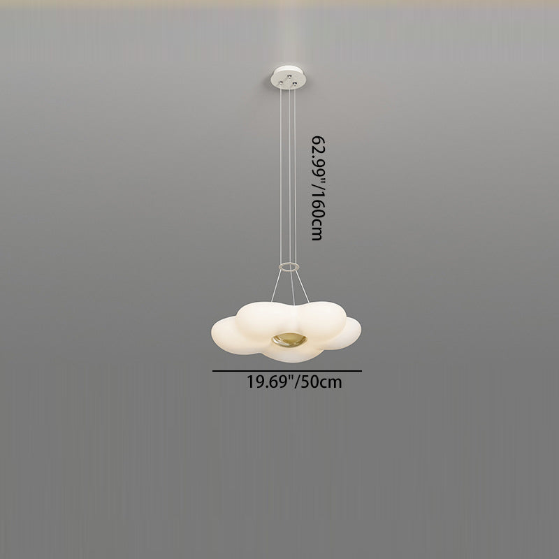 الثريات الحديدية LED ذات القبة الاسكندنافية المعاصرة مع زهور كريمية بتقنية التشكيل الدوراني لغرفة الطعام 