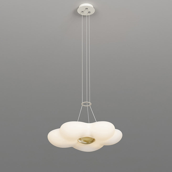 Contemporary Nordic Dome Cream Flower Roto-molding Iron LED Chandeliers For Dining Room