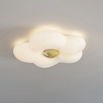 現代北欧クリームフラワーアイアンロト成形LEDフラッシュマウント天井ライト寝室用 