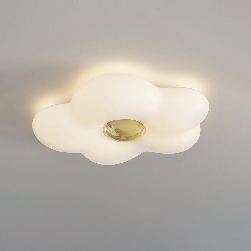 現代北欧クリームフラワーアイアンロト成形LEDフラッシュマウント天井ライト寝室用 
