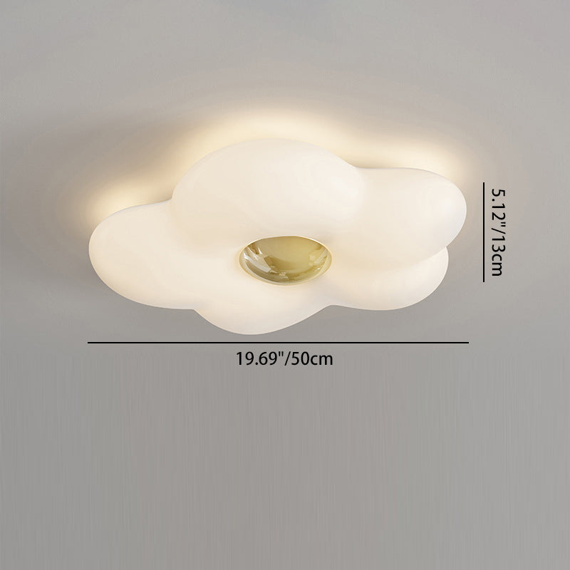 現代北欧クリームフラワーアイアンロト成形LEDフラッシュマウント天井ライト寝室用 