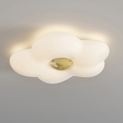 現代北欧クリームフラワーアイアンロト成形LEDフラッシュマウント天井ライト寝室用 