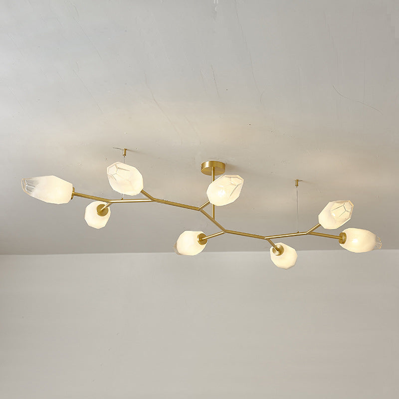 Zeitgenössische skandinavische Zweige Knospen Glas Kupfer 4/6/8 - Licht Semi-Flush-Mount Deckenleuchte für Wohnzimmer 