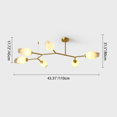 Zeitgenössische skandinavische Zweige Knospen Glas Kupfer 4/6/8 - Licht Semi-Flush-Mount Deckenleuchte für Wohnzimmer 