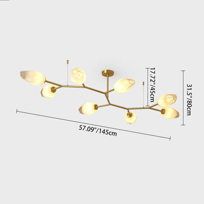 Zeitgenössische skandinavische Zweige Knospen Glas Kupfer 4/6/8 - Licht Semi-Flush-Mount Deckenleuchte für Wohnzimmer 