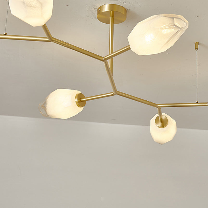 Zeitgenössische skandinavische Zweige Knospen Glas Kupfer 4/6/8 - Licht Semi-Flush-Mount Deckenleuchte für Wohnzimmer 