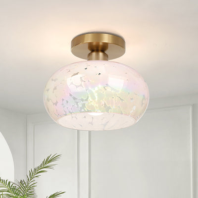 Dôme nordique contemporain en verre semi-circulaire cuivre 1 - Plafonnier semi-encastré pour salon 