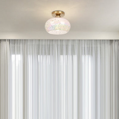 Dôme nordique contemporain en verre semi-circulaire cuivre 1 - Plafonnier semi-encastré pour salon 