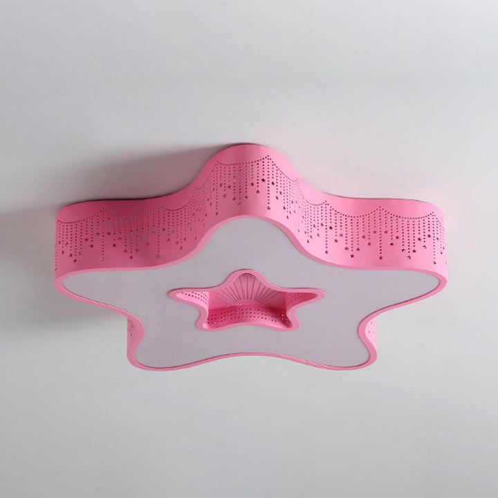 Contemporary Creative Pentagram Iron Acrylic LED Flush Mount Ceiling Light For Bedroom