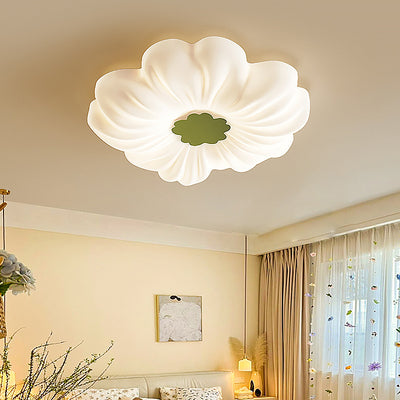 Plafonnier LED monté au ras du plafond en fer PE avec fleurs nordiques contemporaines pour chambre 