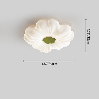 Plafonnier LED monté au ras du plafond en fer PE avec fleurs nordiques contemporaines pour chambre 