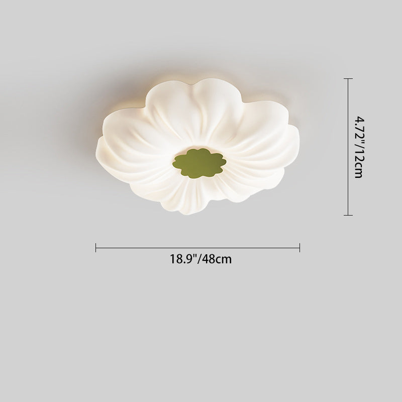 Plafonnier LED monté au ras du plafond en fer PE avec fleurs nordiques contemporaines pour chambre 
