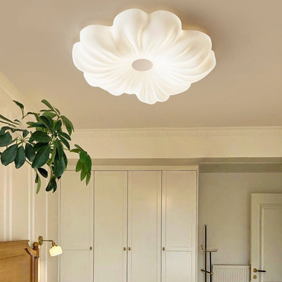 Plafonnier LED monté au ras du plafond en fer PE avec fleurs nordiques contemporaines pour chambre 