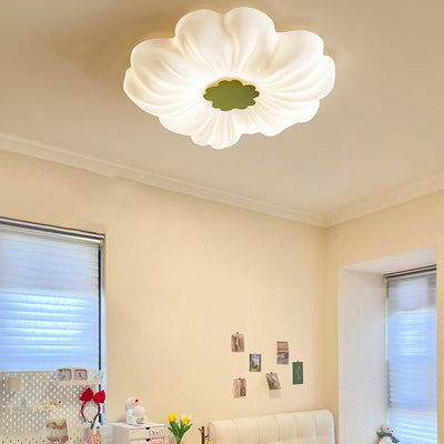 Plafonnier LED monté au ras du plafond en fer PE avec fleurs nordiques contemporaines pour chambre 