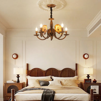 Traditional French Petunia Curved Branch Copper Glass 3/5/6/8 - Light Chandelier For Living Room