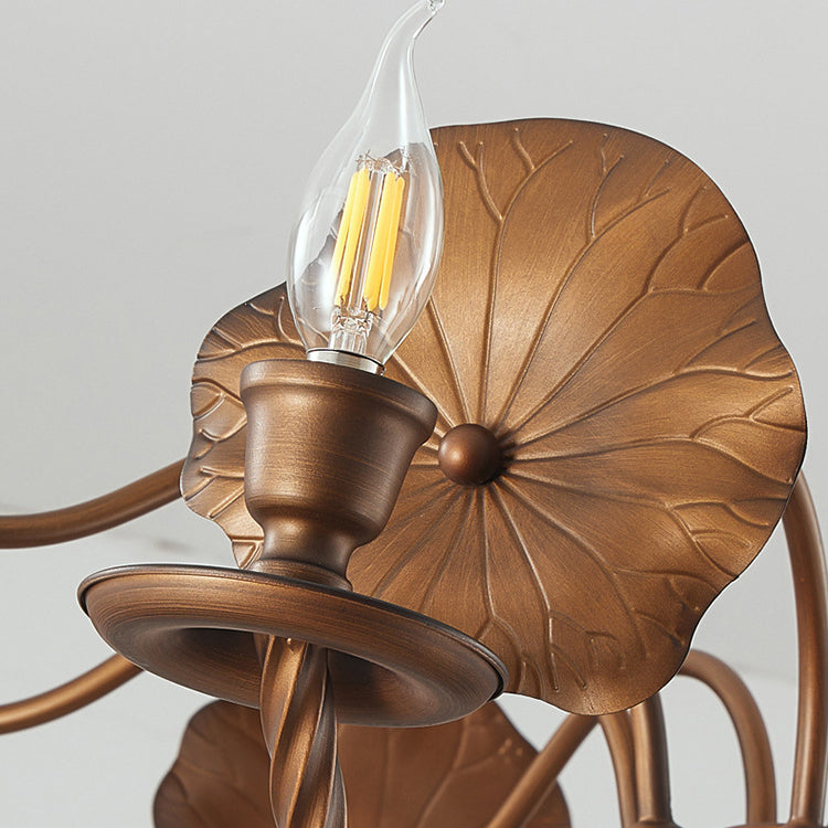 Traditional French Petunia Curved Branch Copper Glass 3/5/6/8 - Light Chandelier For Living Room