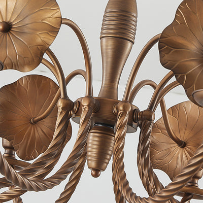 Traditional French Petunia Curved Branch Copper Glass 3/5/6/8 - Light Chandelier For Living Room