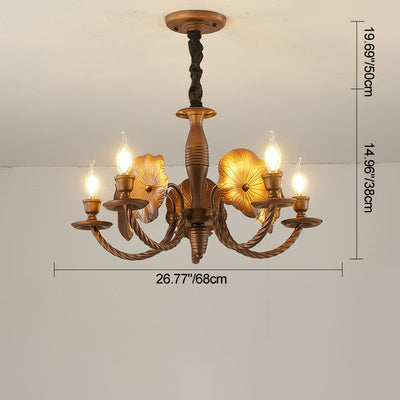 Traditional French Petunia Curved Branch Copper Glass 3/5/6/8 - Light Chandelier For Living Room