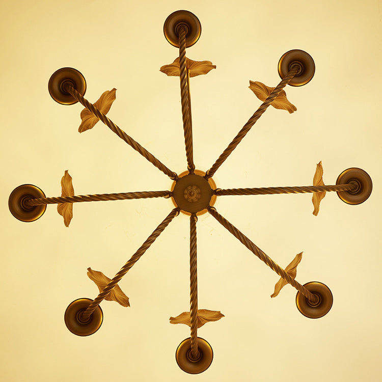 Traditional French Petunia Curved Branch Copper Glass 3/5/6/8 - Light Chandelier For Living Room