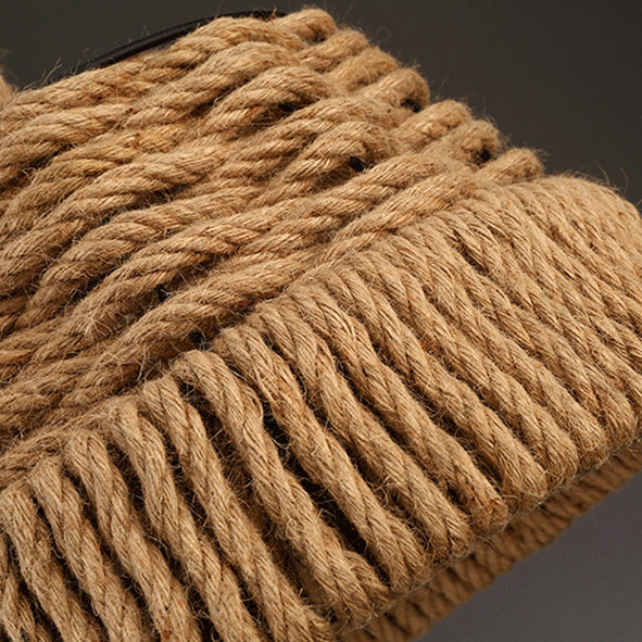 Contemporain industriel trapèze en fer corde de chanvre tissage 1 - Suspension lumineuse pour salle à manger 