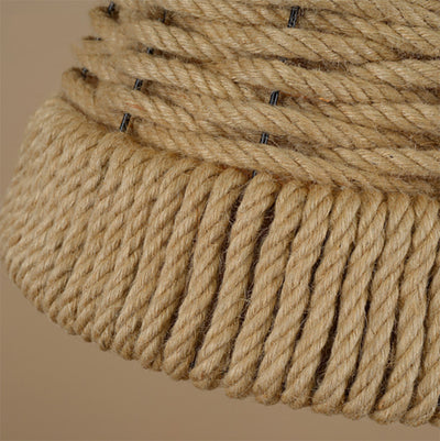 Contemporain industriel trapèze en fer corde de chanvre tissage 1 - Suspension lumineuse pour salle à manger 