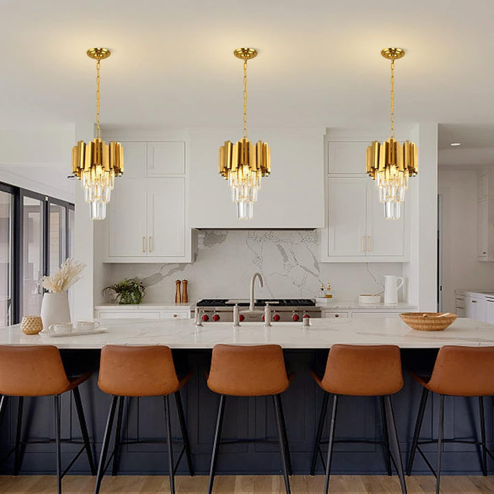 Modern Luxury Trapezoid Iron Crystal 3 - Light Pendant Light For Dining Room