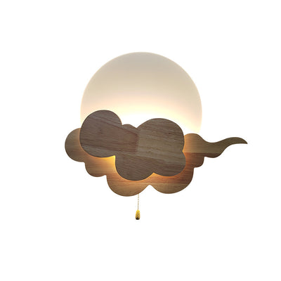 Traditionelle japanische Wolken-Eichen-Acryl-LED-Wandleuchte für das Wohnzimmer 