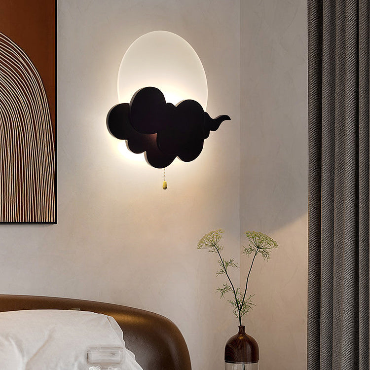 Traditionelle japanische Wolken-Eichen-Acryl-LED-Wandleuchte für das Wohnzimmer 
