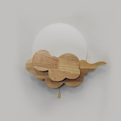 Traditionelle japanische Wolken-Eichen-Acryl-LED-Wandleuchte für das Wohnzimmer 
