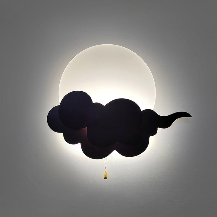 Applique murale LED en acrylique et chêne nuage traditionnel japonais pour salon 