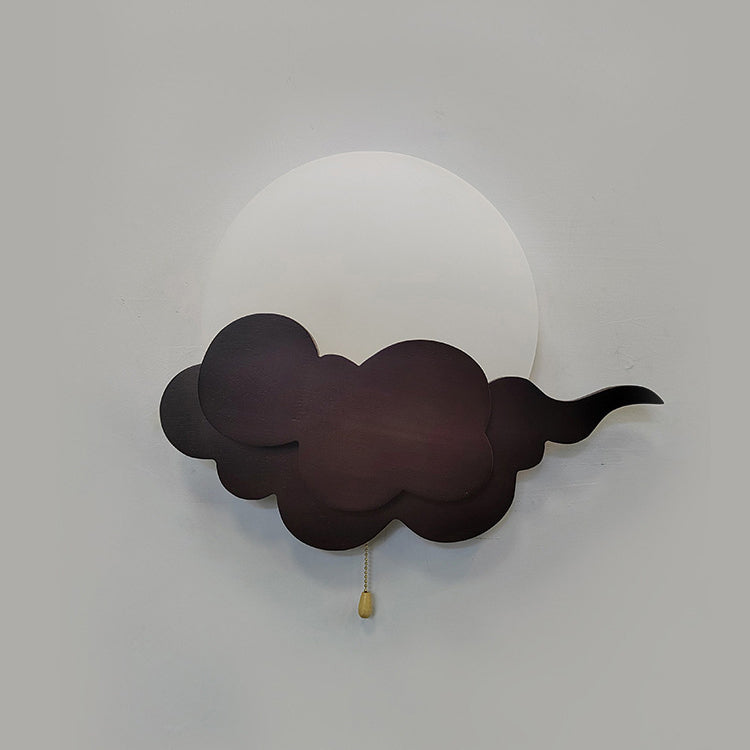Applique murale LED en acrylique et chêne nuage traditionnel japonais pour salon 