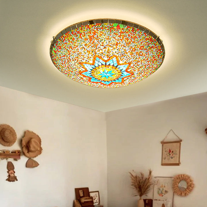 Traditionelle Tiffany-Halbrund-Hardware-Glas 2/3/4 - Licht-Deckenleuchte für das Wohnzimmer 