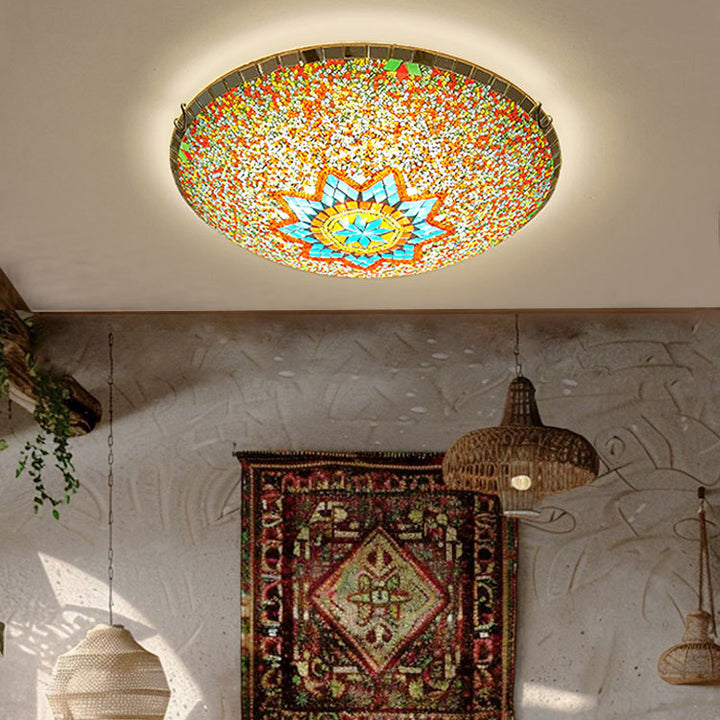 Traditionelle Tiffany-Halbrund-Hardware-Glas 2/3/4 - Licht-Deckenleuchte für das Wohnzimmer 