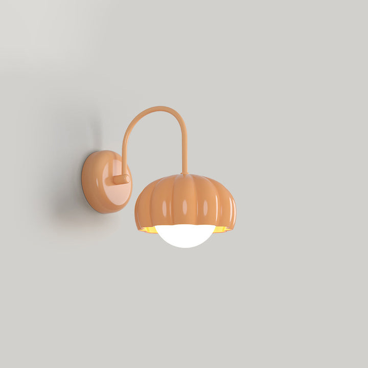 Contemporary Nordic Cream Pumpkin Resin PE Hardware 1 - Light Wall Sconce Lamp For Bedroom