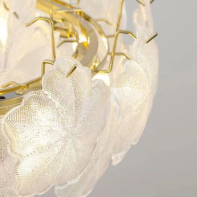 Traditionelle französische Schneeflocken-Glas-Eisen 5/8 - Light Semi-Flush Mount Deckenleuchte für Wohnzimmer 