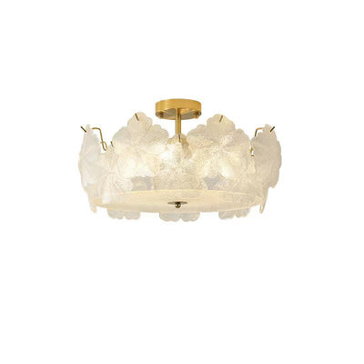 Traditionelle französische Schneeflocken-Glas-Eisen 5/8 - Light Semi-Flush Mount Deckenleuchte für Wohnzimmer 
