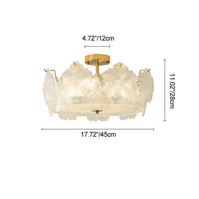 Traditionelle französische Schneeflocken-Glas-Eisen 5/8 - Light Semi-Flush Mount Deckenleuchte für Wohnzimmer 
