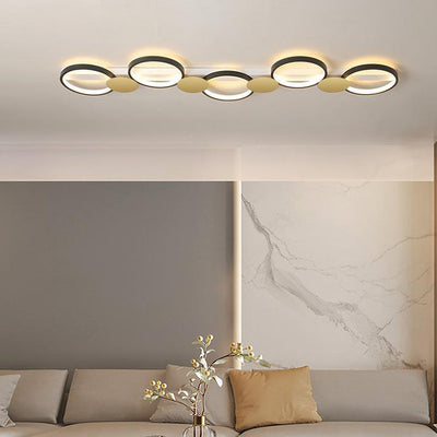 Zeitgenössische skandinavische runde Ring-Eisen-Acryl-LED-Deckenleuchte für das Wohnzimmer 