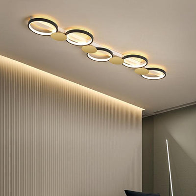 Zeitgenössische skandinavische runde Ring-Eisen-Acryl-LED-Deckenleuchte für das Wohnzimmer 
