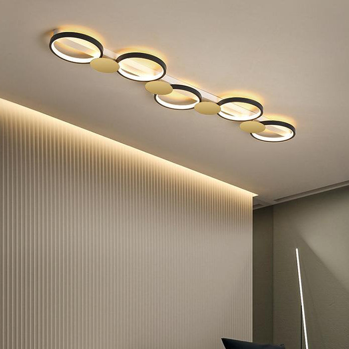 Zeitgenössische skandinavische runde Ring-Eisen-Acryl-LED-Deckenleuchte für das Wohnzimmer 