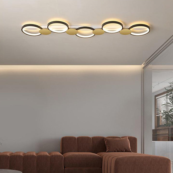 Zeitgenössische skandinavische runde Ring-Eisen-Acryl-LED-Deckenleuchte für das Wohnzimmer 