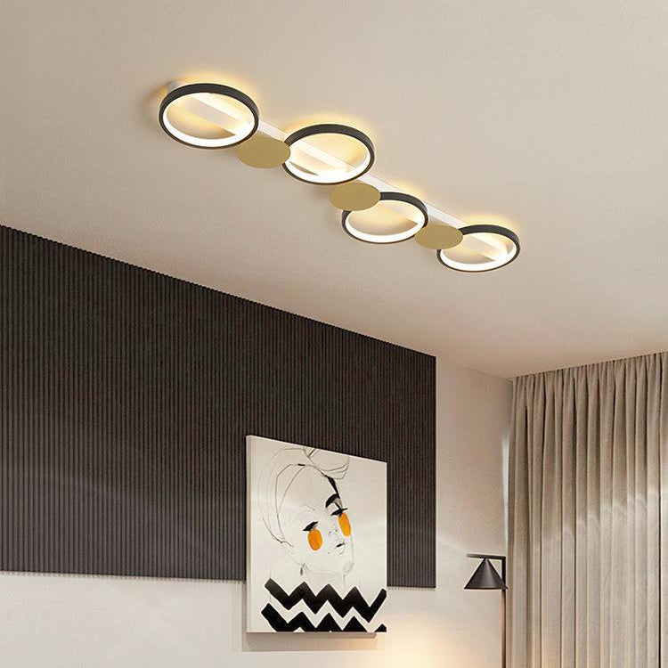 Zeitgenössische skandinavische runde Ring-Eisen-Acryl-LED-Deckenleuchte für das Wohnzimmer 