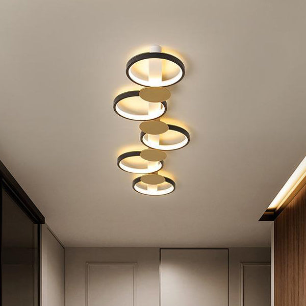 Zeitgenössische skandinavische runde Ring-Eisen-Acryl-LED-Deckenleuchte für das Wohnzimmer 