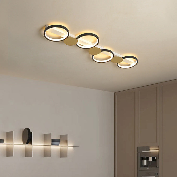 Zeitgenössische skandinavische runde Ring-Eisen-Acryl-LED-Deckenleuchte für das Wohnzimmer 