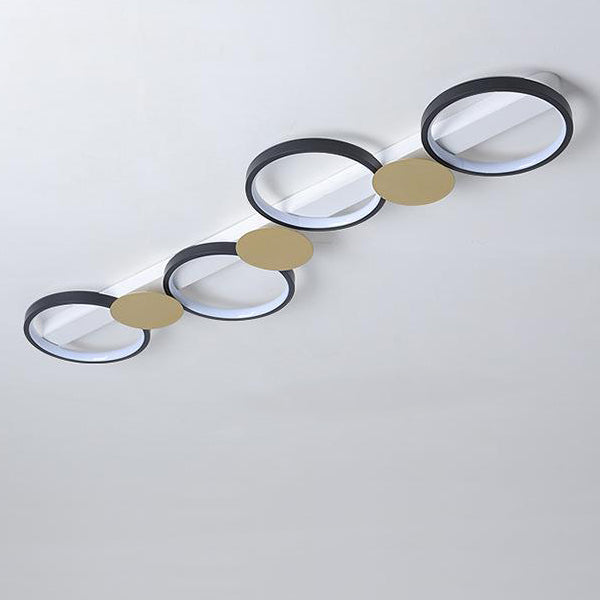 Zeitgenössische skandinavische runde Ring-Eisen-Acryl-LED-Deckenleuchte für das Wohnzimmer 