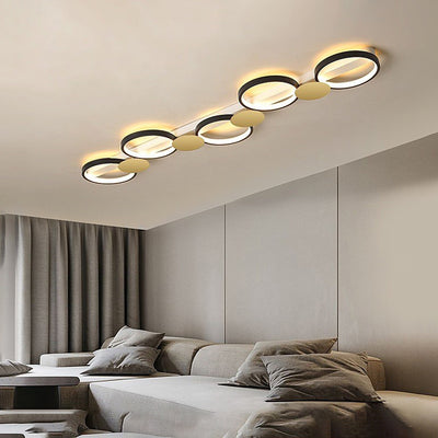 Zeitgenössische skandinavische runde Ring-Eisen-Acryl-LED-Deckenleuchte für das Wohnzimmer 