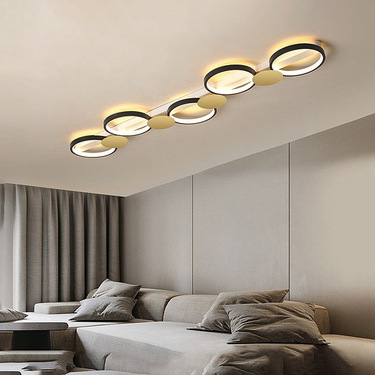 Zeitgenössische skandinavische runde Ring-Eisen-Acryl-LED-Deckenleuchte für das Wohnzimmer 