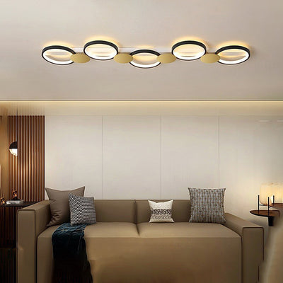 Zeitgenössische skandinavische runde Ring-Eisen-Acryl-LED-Deckenleuchte für das Wohnzimmer 