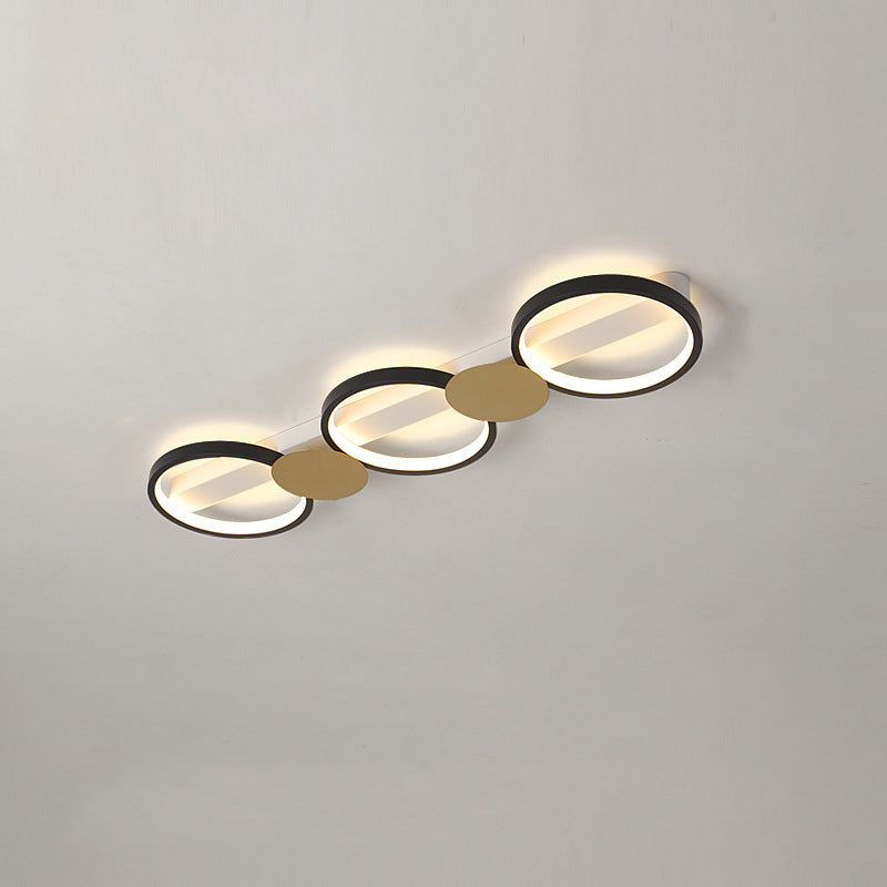 Zeitgenössische skandinavische runde Ring-Eisen-Acryl-LED-Deckenleuchte für das Wohnzimmer 
