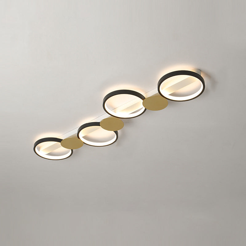 Zeitgenössische skandinavische runde Ring-Eisen-Acryl-LED-Deckenleuchte für das Wohnzimmer 